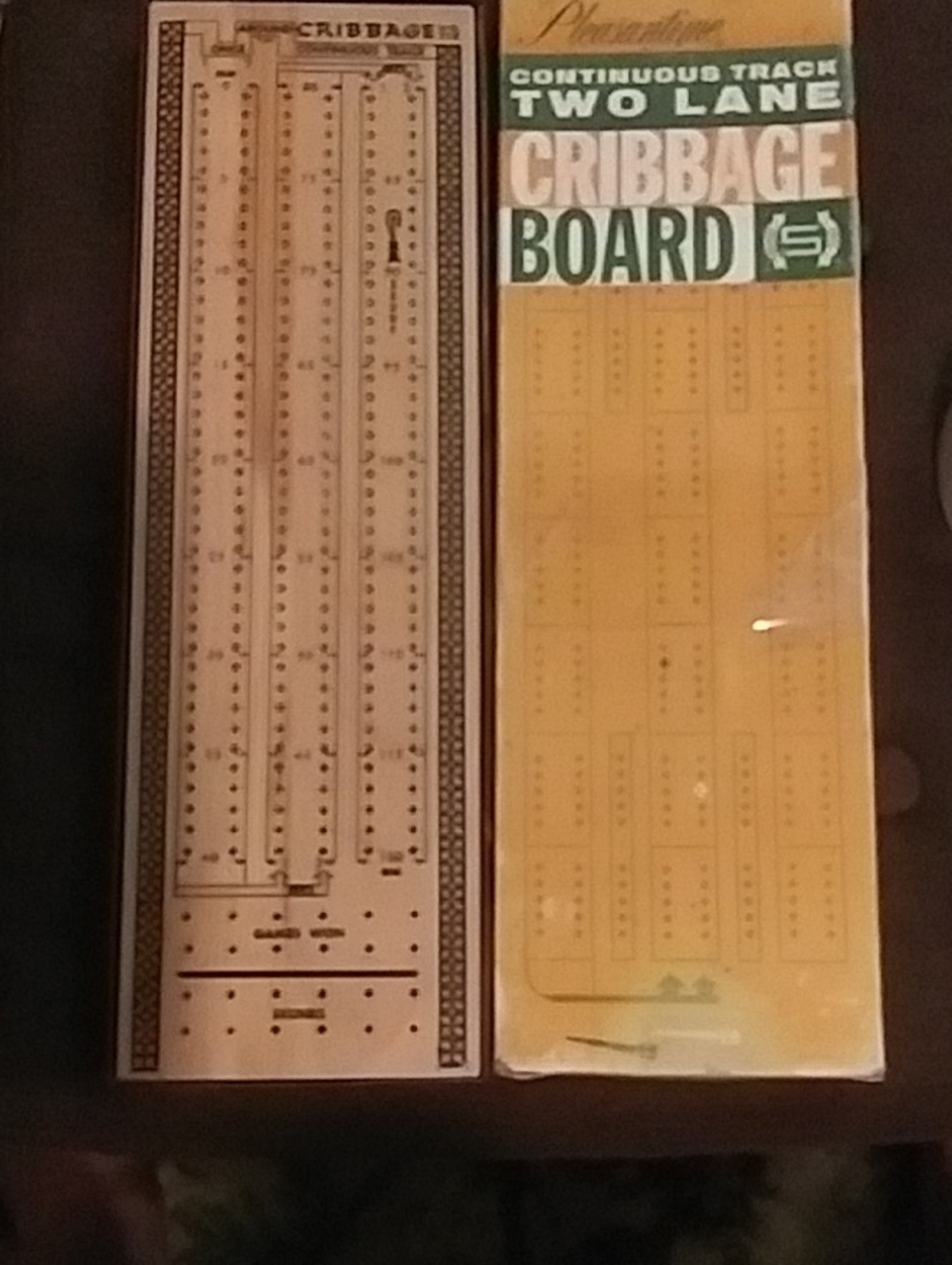 Pleasantime Continuous Track Two Lane Cribbage Board 1967
